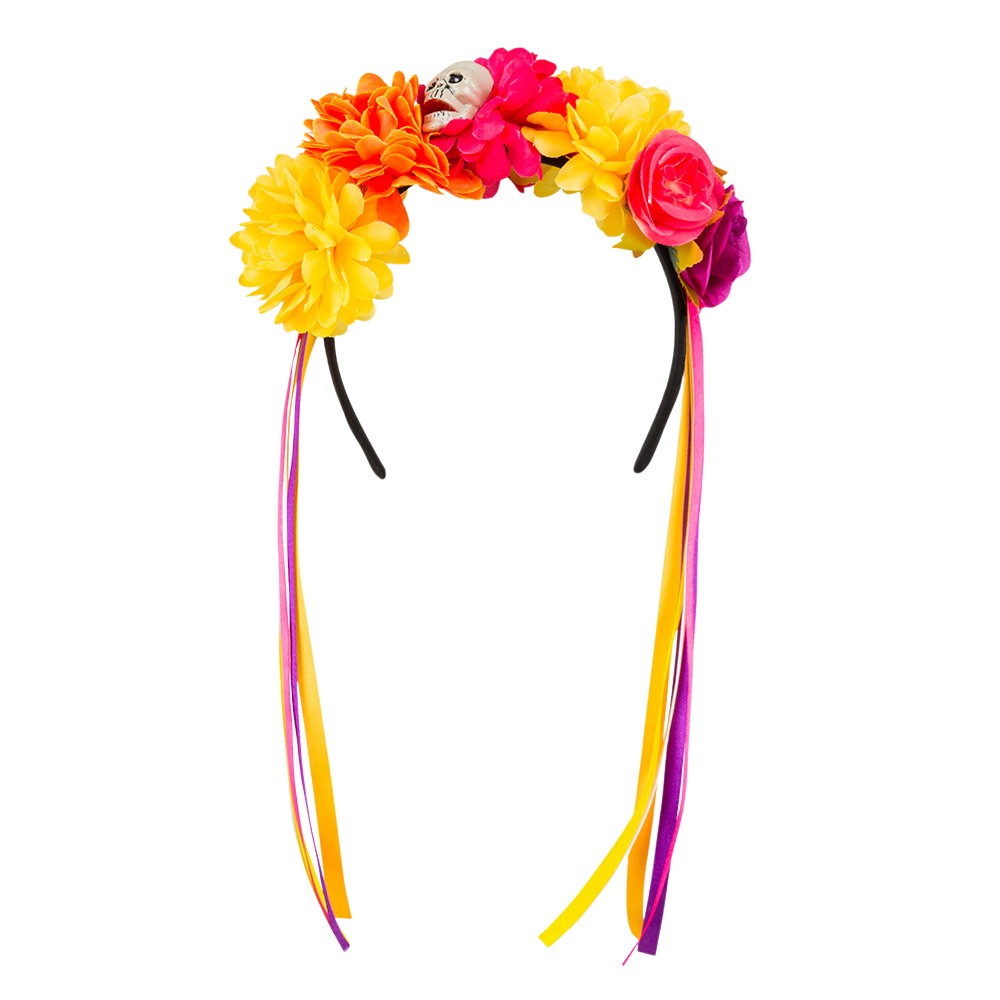 Haarband met bloemen en doodskoppen – Día de los Muertos – Dag van de Doden