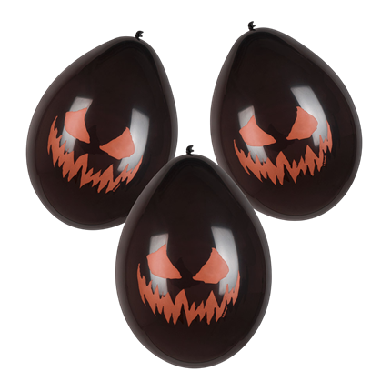Set van 6 latexballonnen met griezelige pompoen, Ø 25 cm – Halloween