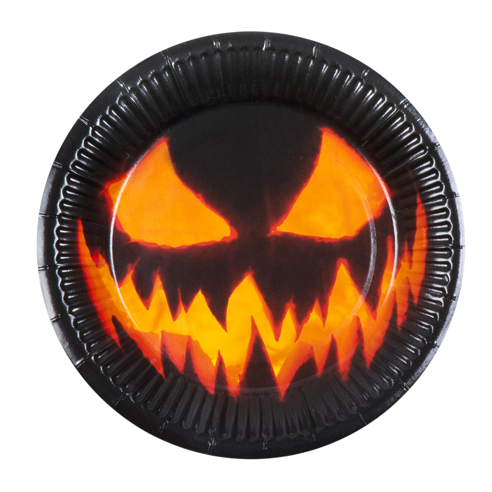 Set van 10 borden met griezelige pompoen, Ø 23 cm – Halloween