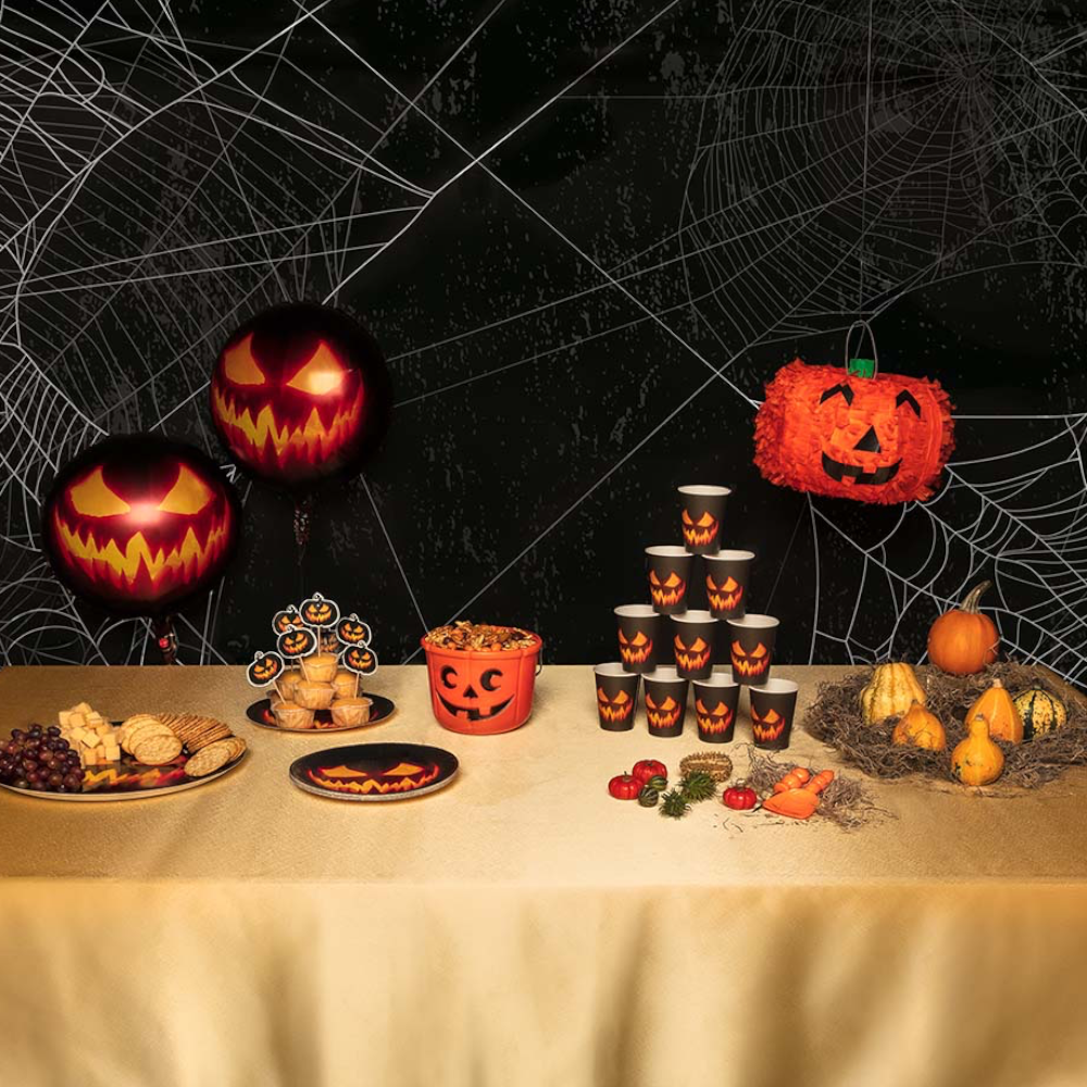Set van 10 borden met griezelige pompoen, Ø 23 cm – Halloween