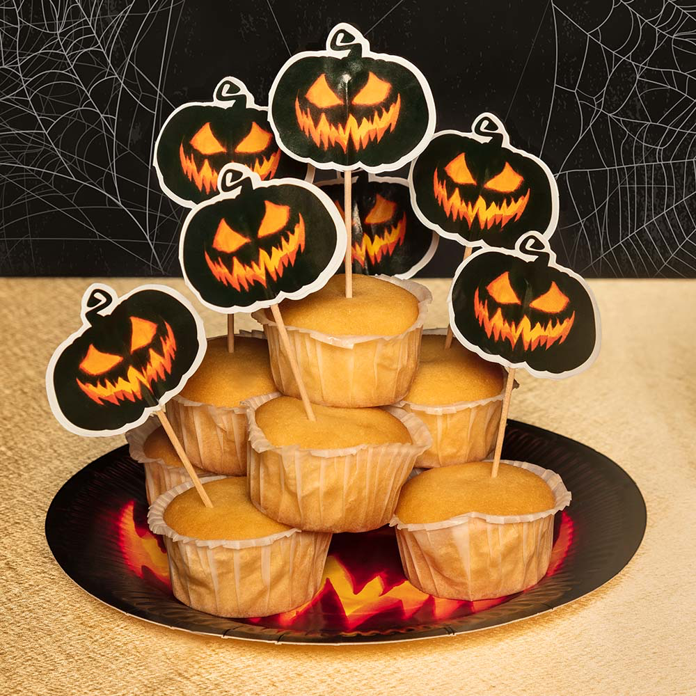 Set van 10 borden met griezelige pompoen, Ø 23 cm – Halloween