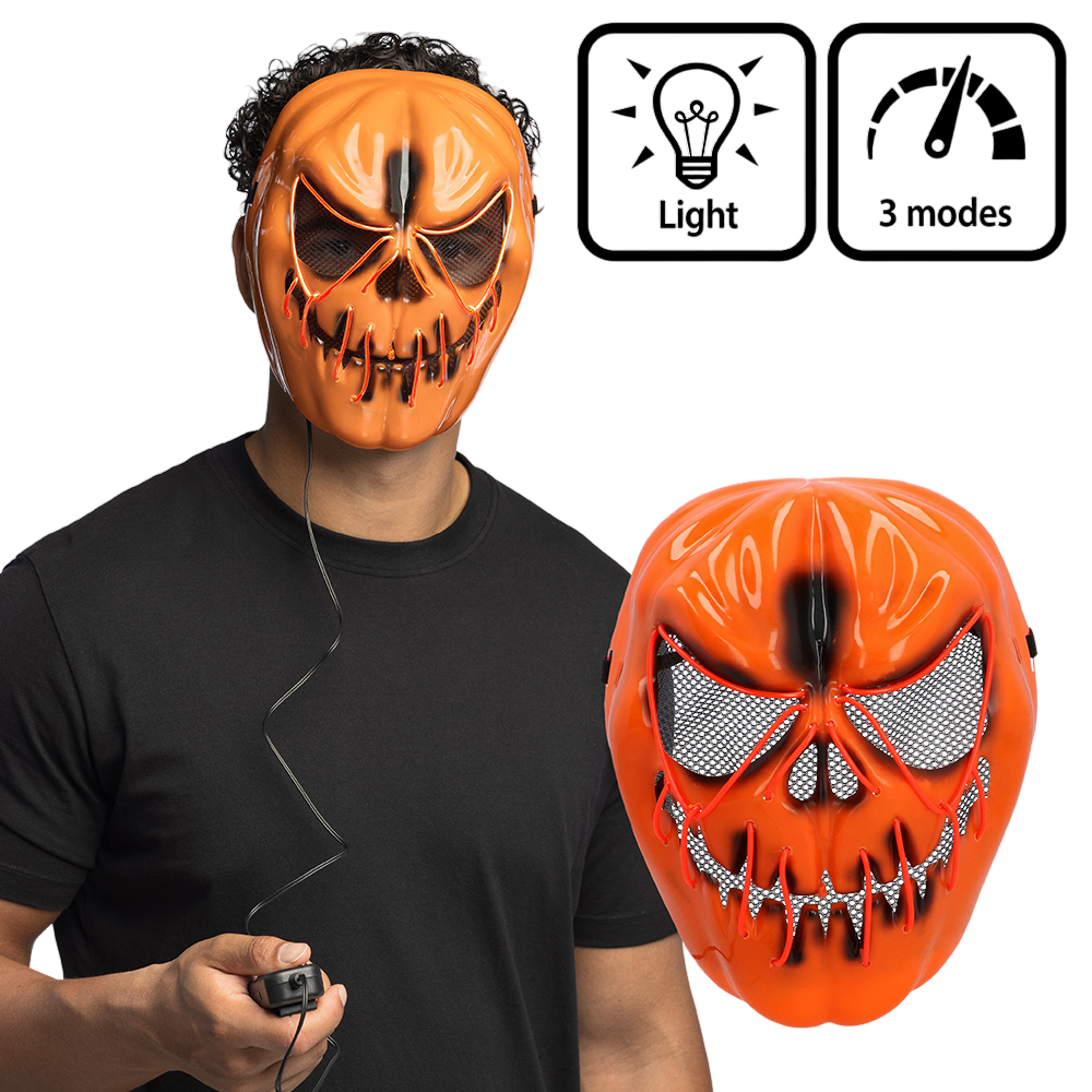 LED-masker ‘Enge pompoen’ – Verlicht Halloween-masker