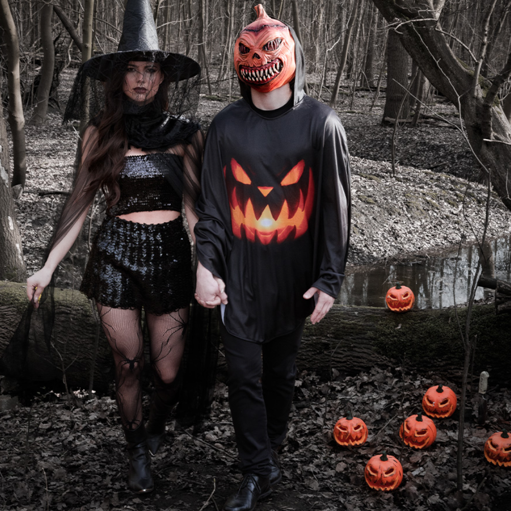 Verlichte Halloween-pompoen met LED-verlichting, Ø 16 cm – Decoratie