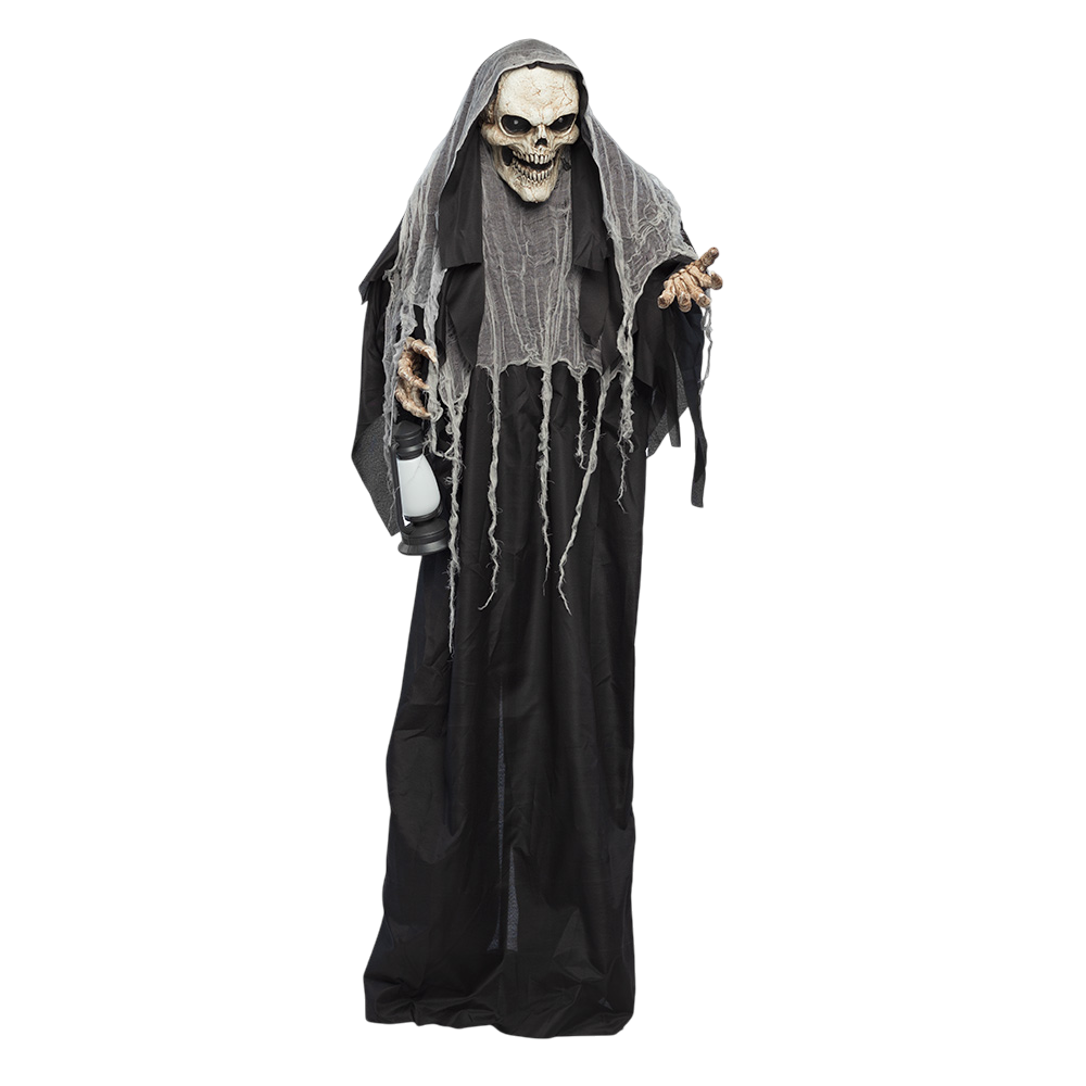 Glanzende, bewegende Maaimachine-pop, 180 cm – Halloween-decoratie