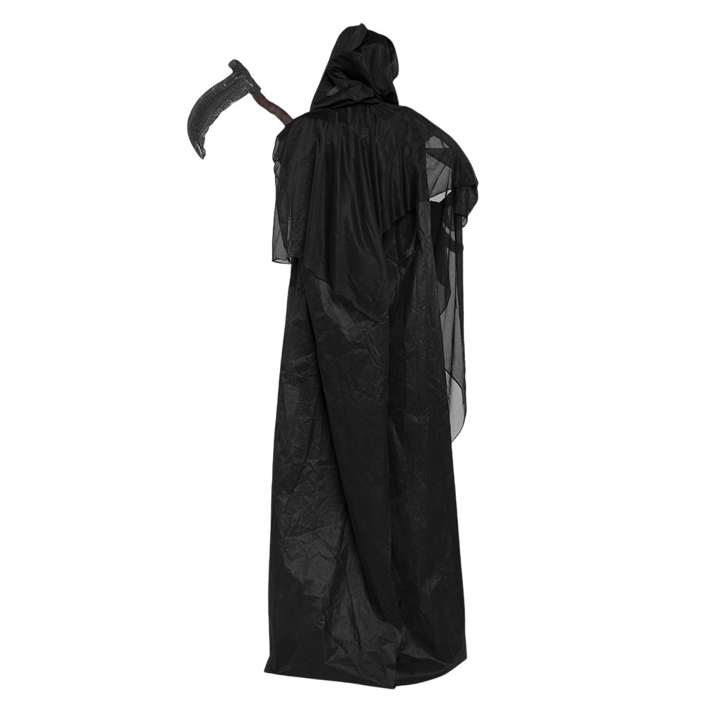 Bewegende skeletpop ‘De Magere Hein’ met zeis, 183 cm – Halloween