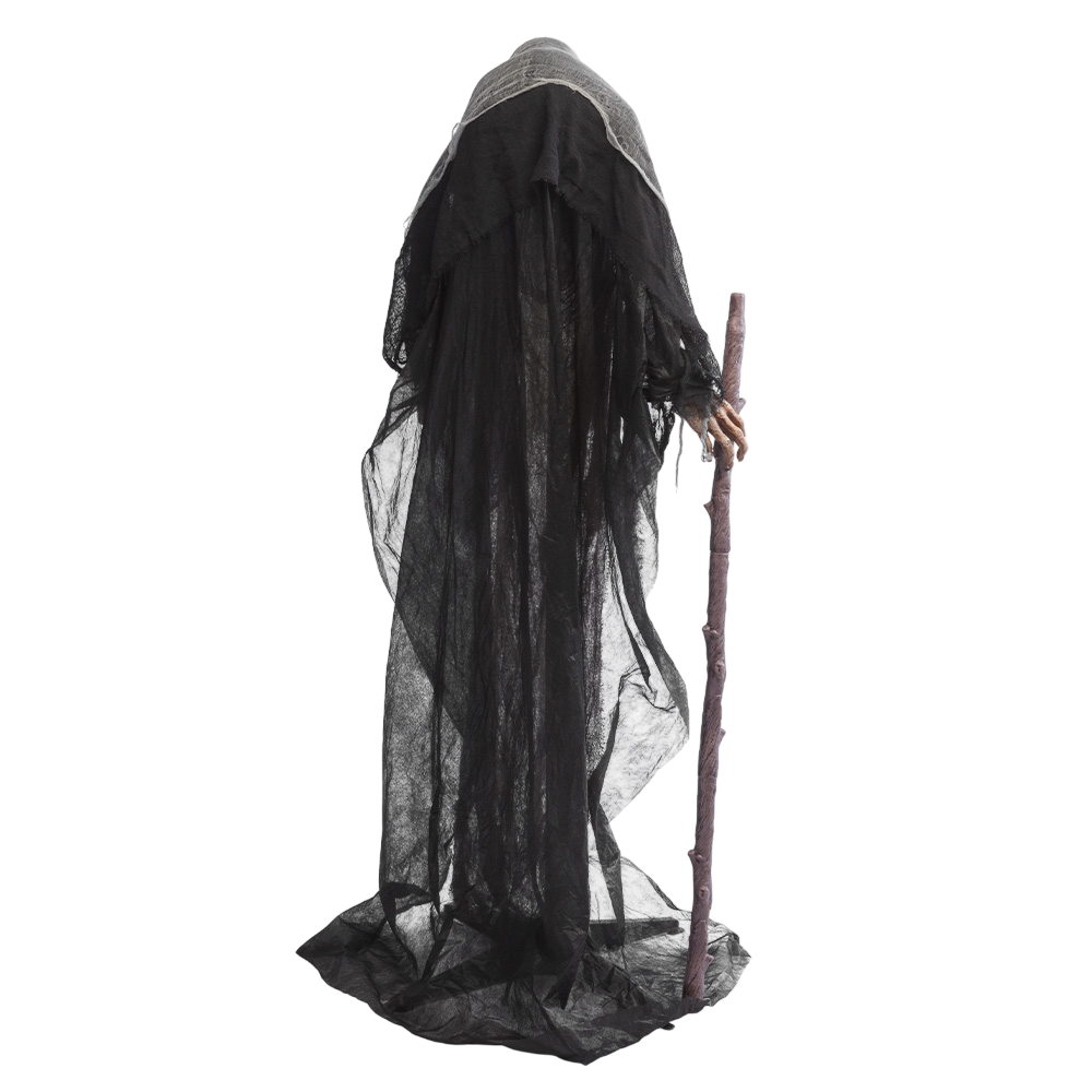 Heks met staf, menselijke grootte 160 cm – Halloween-decoratie