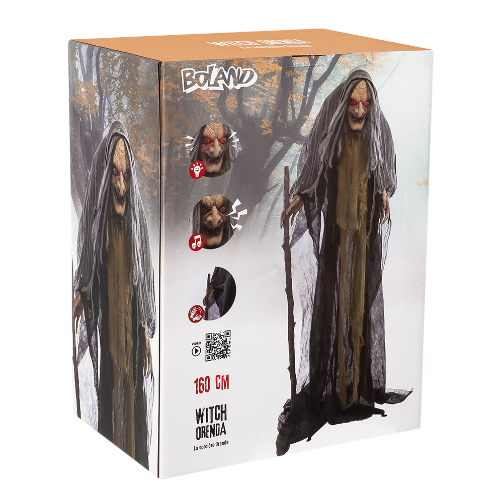 Heks met staf, menselijke grootte 160 cm – Halloween-decoratie