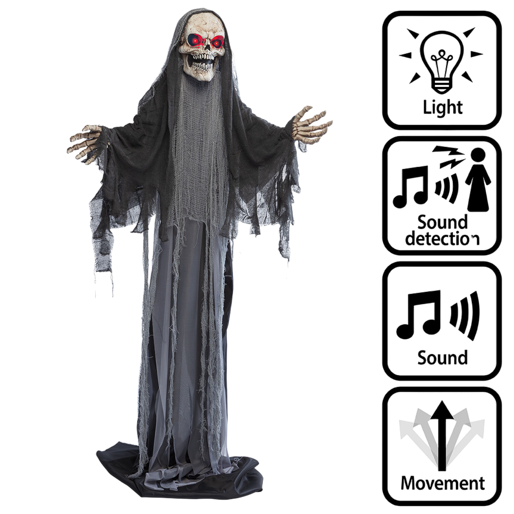 Bewegende, groeiende skeletpop (Doodgraver) van 180 tot 215 cm – Halloween