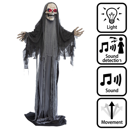 Bewegende, groeiende skeletpop (Doodgraver) van 180 tot 215 cm – Halloween