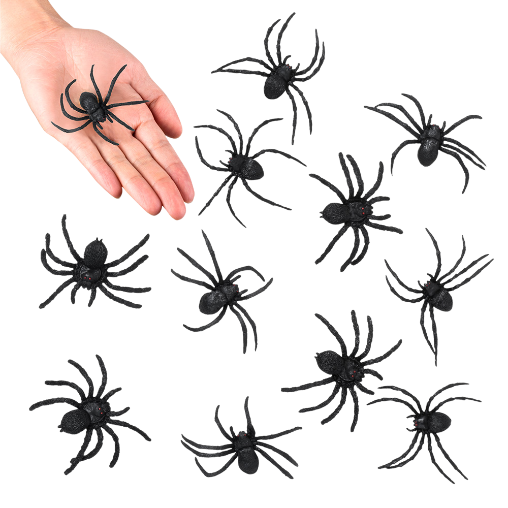 Set van 12 spinnen, 5 x 6 cm – Halloween-decoratie
