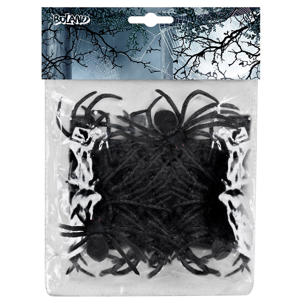 Set van 12 spinnen, 5 x 6 cm – Halloween-decoratie