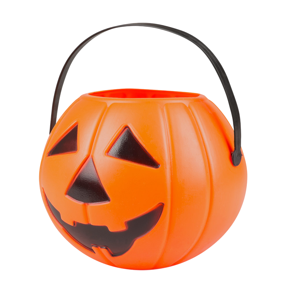 Oranje pompoenemmer 14 x 16 cm – Halloween-snoepmandje