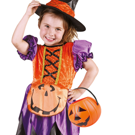 Oranje pompoenemmer 14 x 16 cm – Halloween-snoepmandje