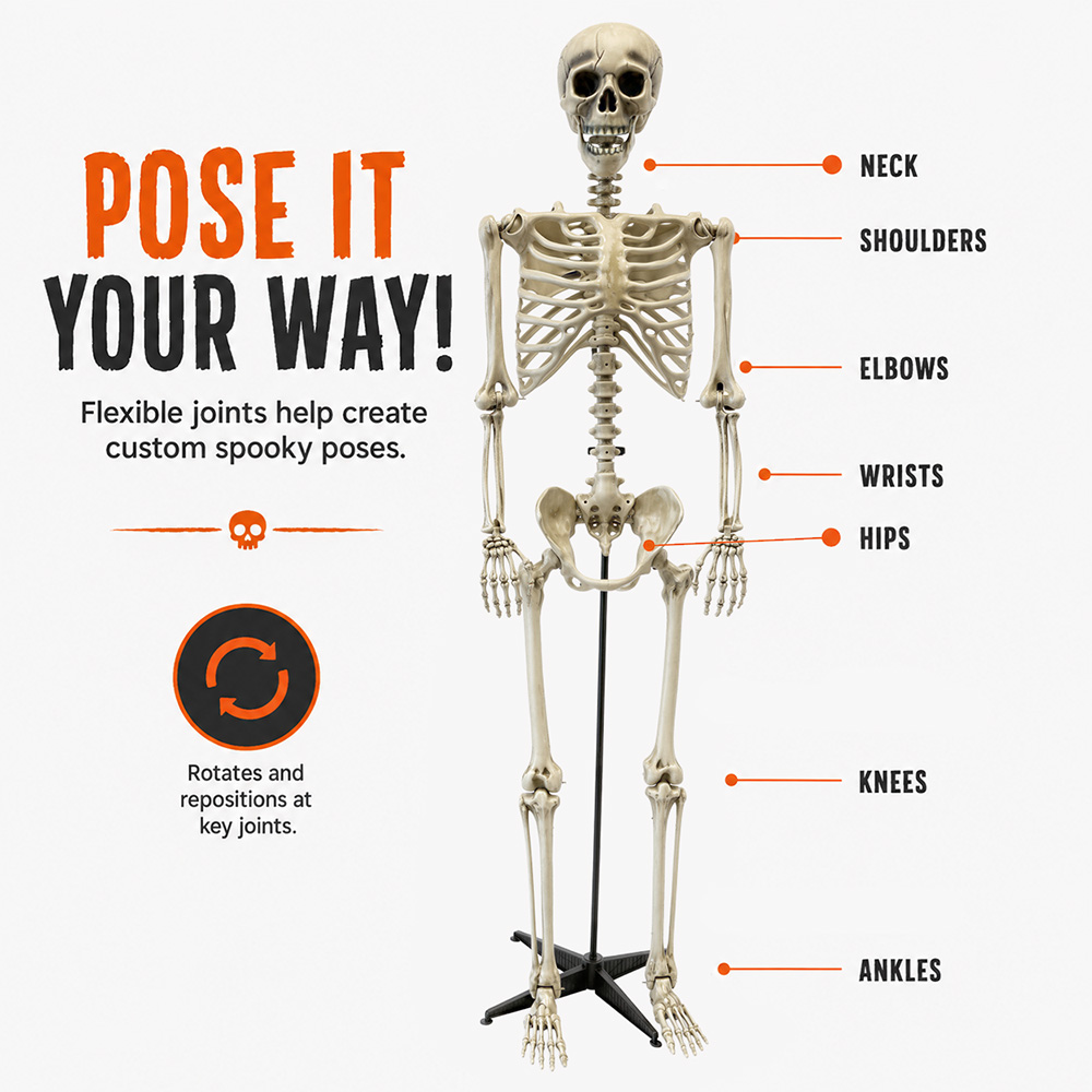 Reusachtig skelet van 240 cm – Halloween-decoratie