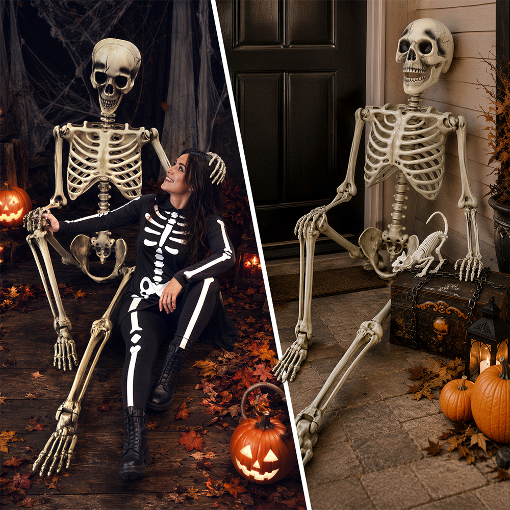 Reusachtig skelet van 240 cm – Halloween-decoratie