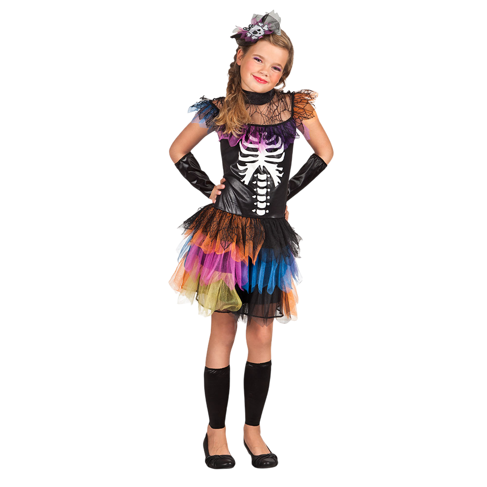 Skeletprinsessenkostuum voor meisjes van 10-12 jaar – Halloween