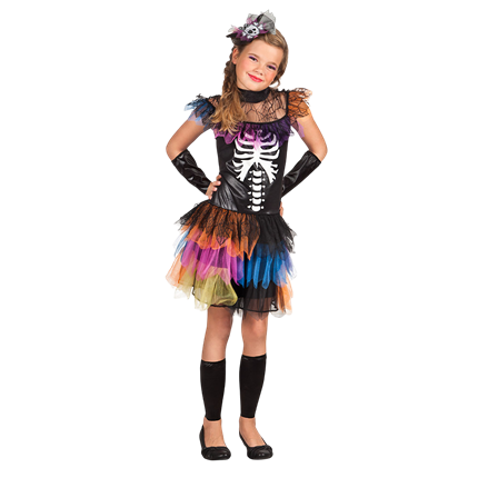 Skeletprinsessenkostuum voor meisjes van 10-12 jaar – Halloween