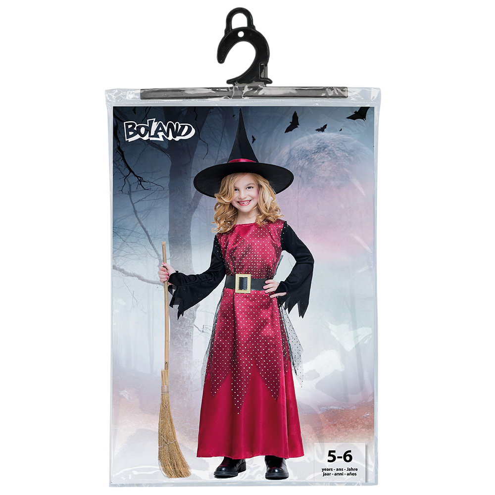 Verkleedkostuum Rode Heks voor meisjes van 5-6 jaar – Halloween