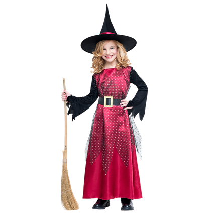 Verkleedkostuum Rode Heks voor meisjes van 10-12 jaar – Halloween