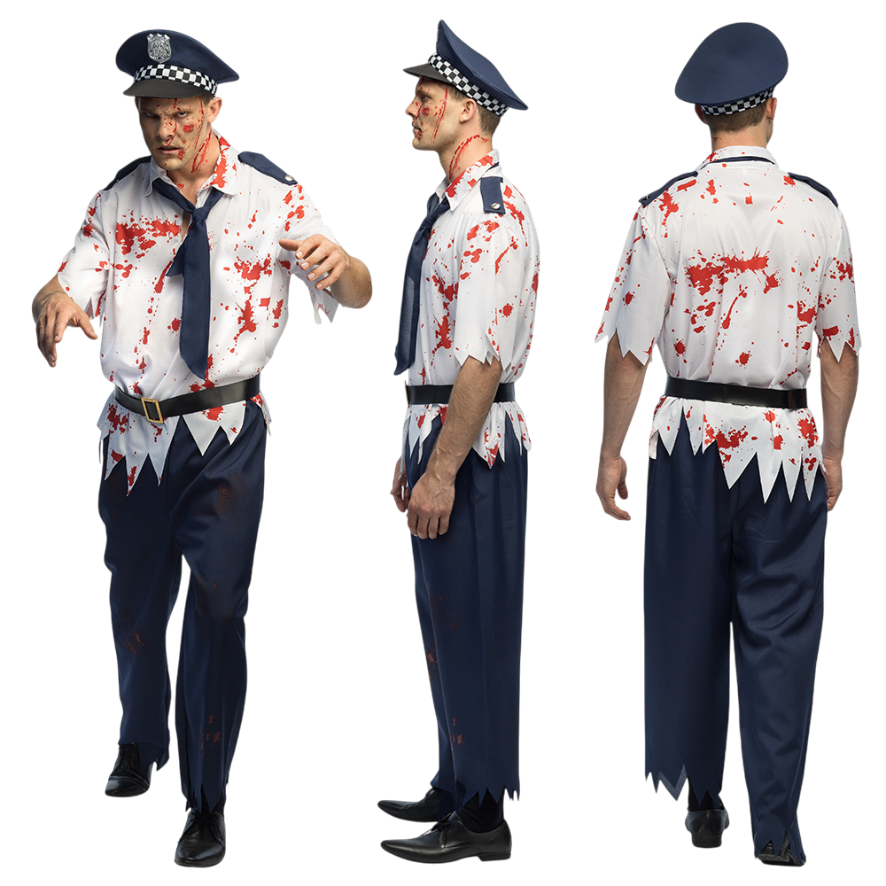 Zombie-politieagent-kostuum voor heren, maat M/L – Halloween