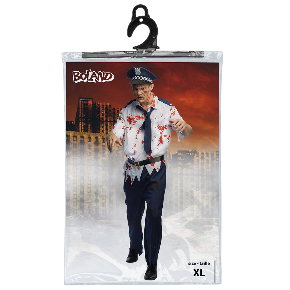Zombie-politieagent-kostuum voor heren, maat XL – Halloween