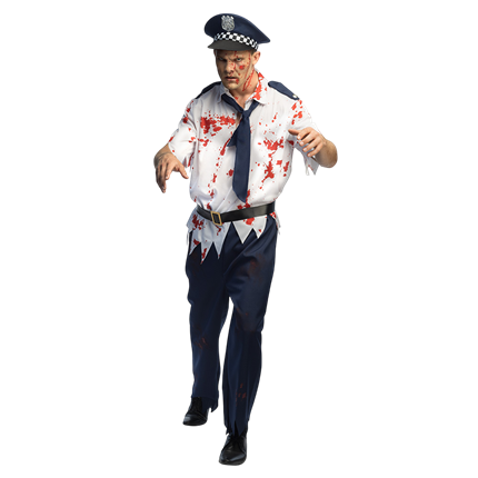 Zombie-politieagent-kostuum voor heren, maat XL – Halloween