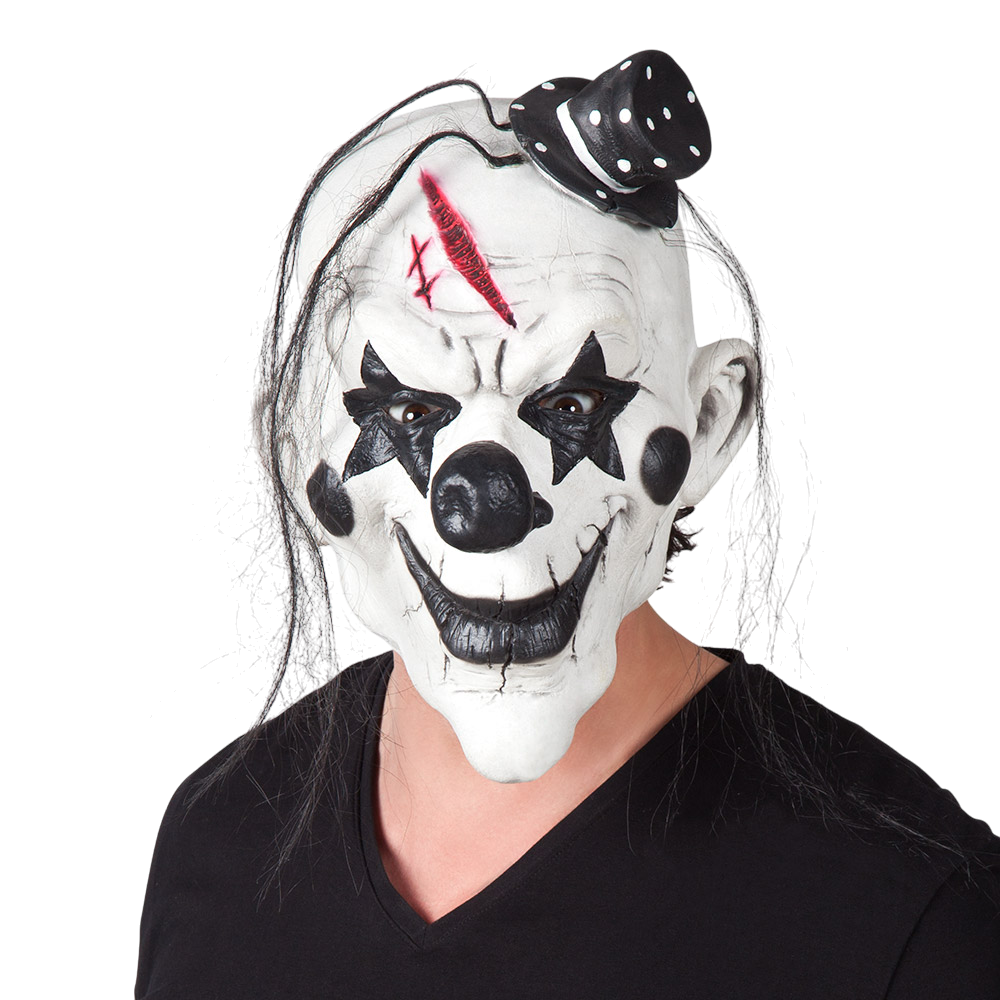 Psycho-clownmasker van latex met haar – Halloween