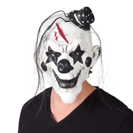 Psycho-clownmasker van latex met haar – Halloween
