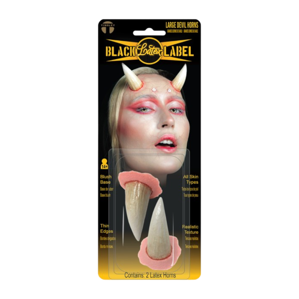 Paar grote duivelshoorns van latex – Halloween-kostuum