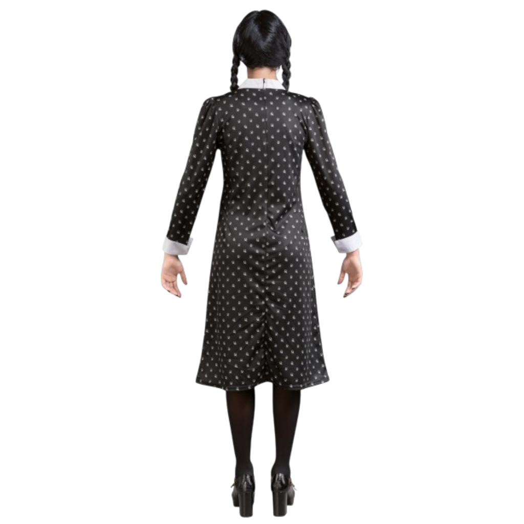 Zwarte Addams Wednesday-jurk XS – Kostuum voor dames