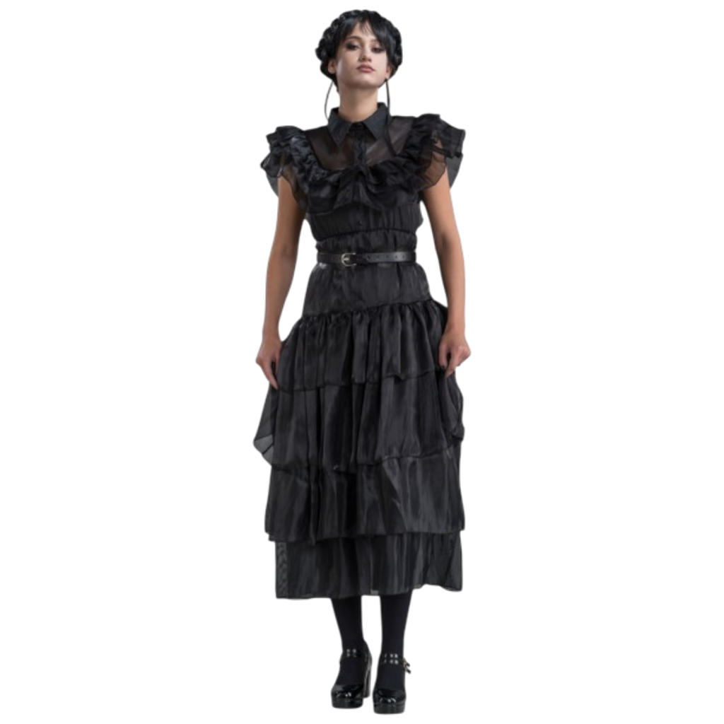 Zwarte baljurk „Wednesday Addams“, 2-delig, maat S – Kostuum voor dames