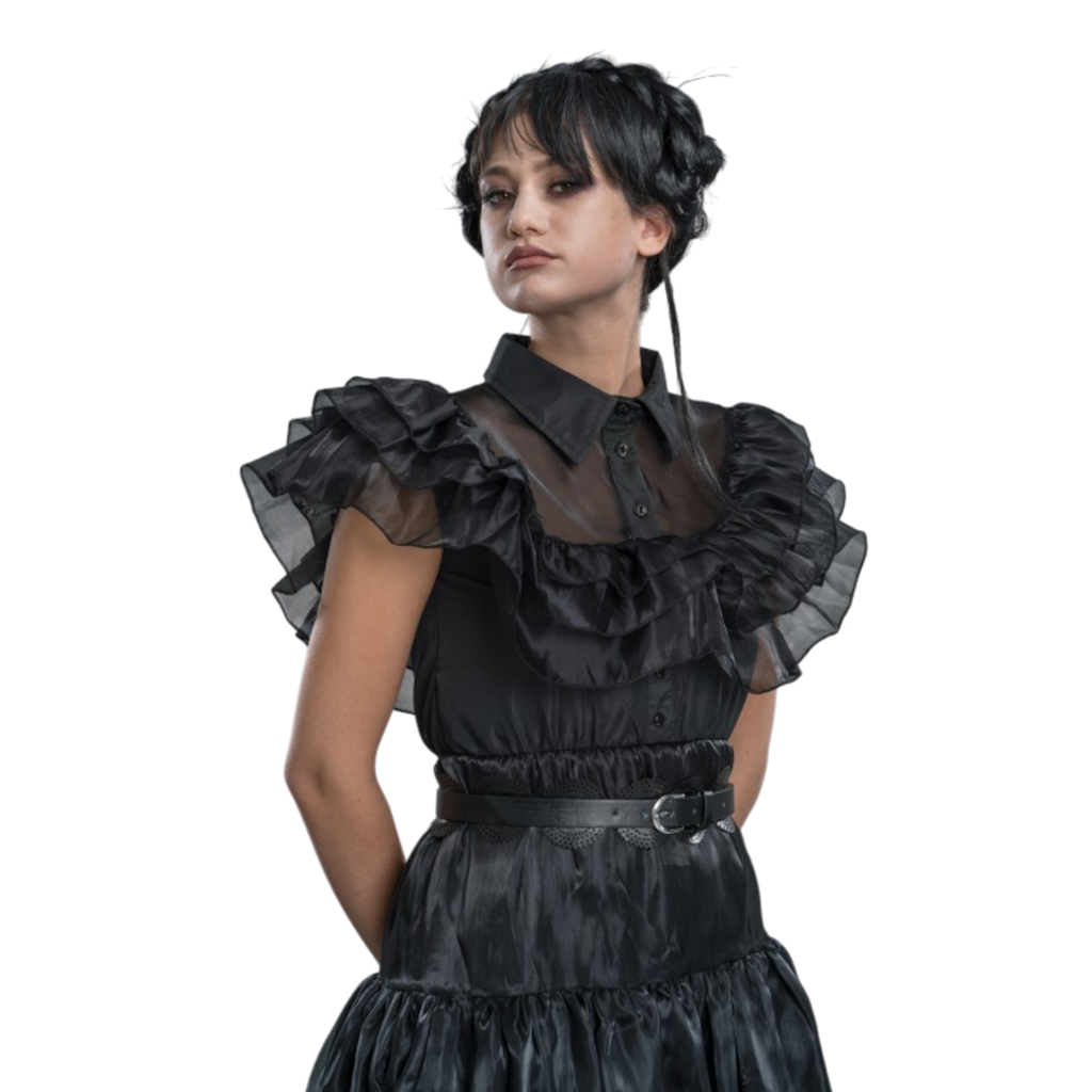 Zwarte baljurk „Wednesday Addams“, 2-delig, maat S – Kostuum voor dames