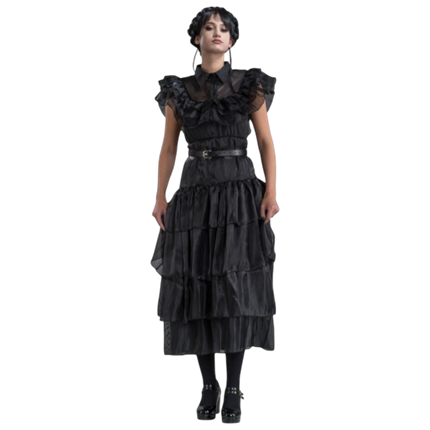 Zwarte baljurk „Wednesday Addams“, 2-delig, maat M – Kostuum voor dames
