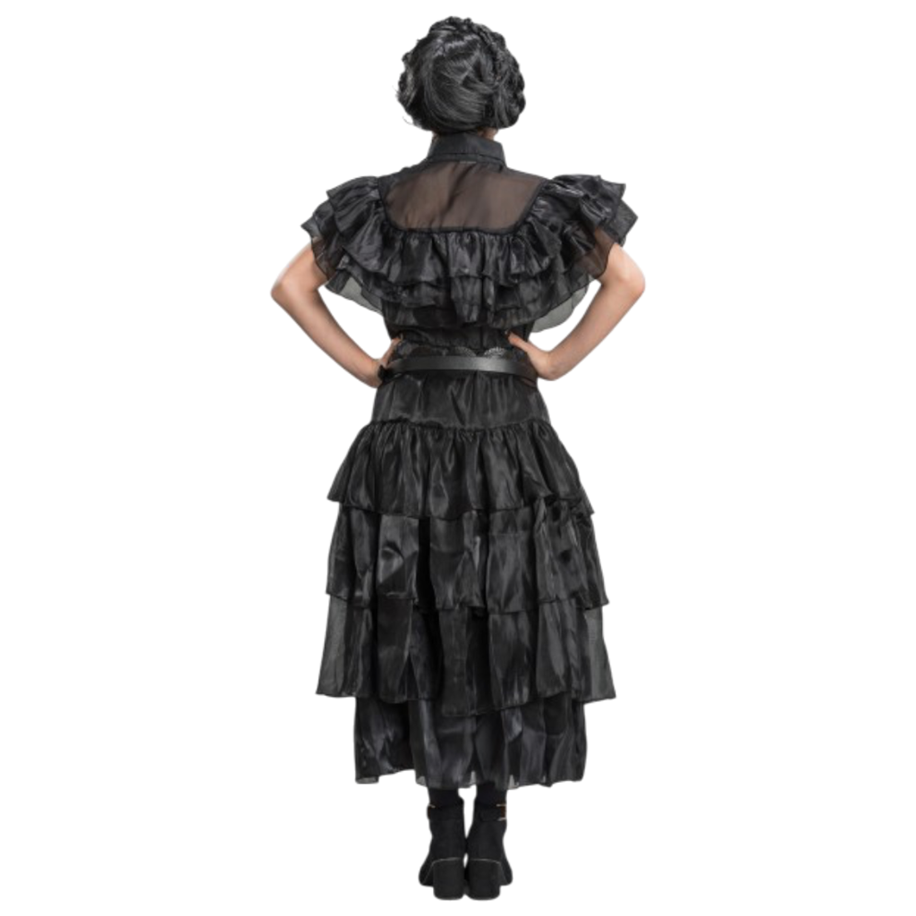 Zwarte baljurk Wednesday Addams 140 cm – Kinderkostuum