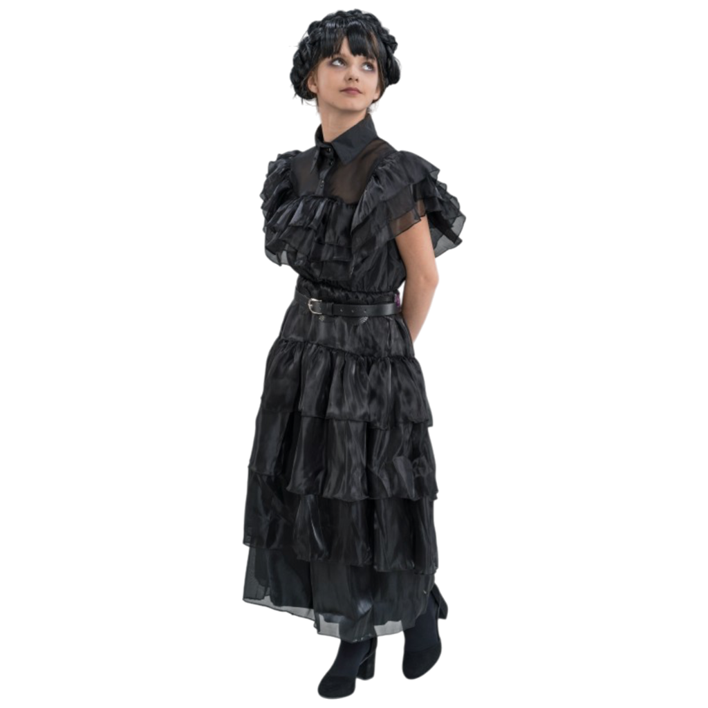 Zwarte baljurk Wednesday Addams 140 cm – Kinderkostuum