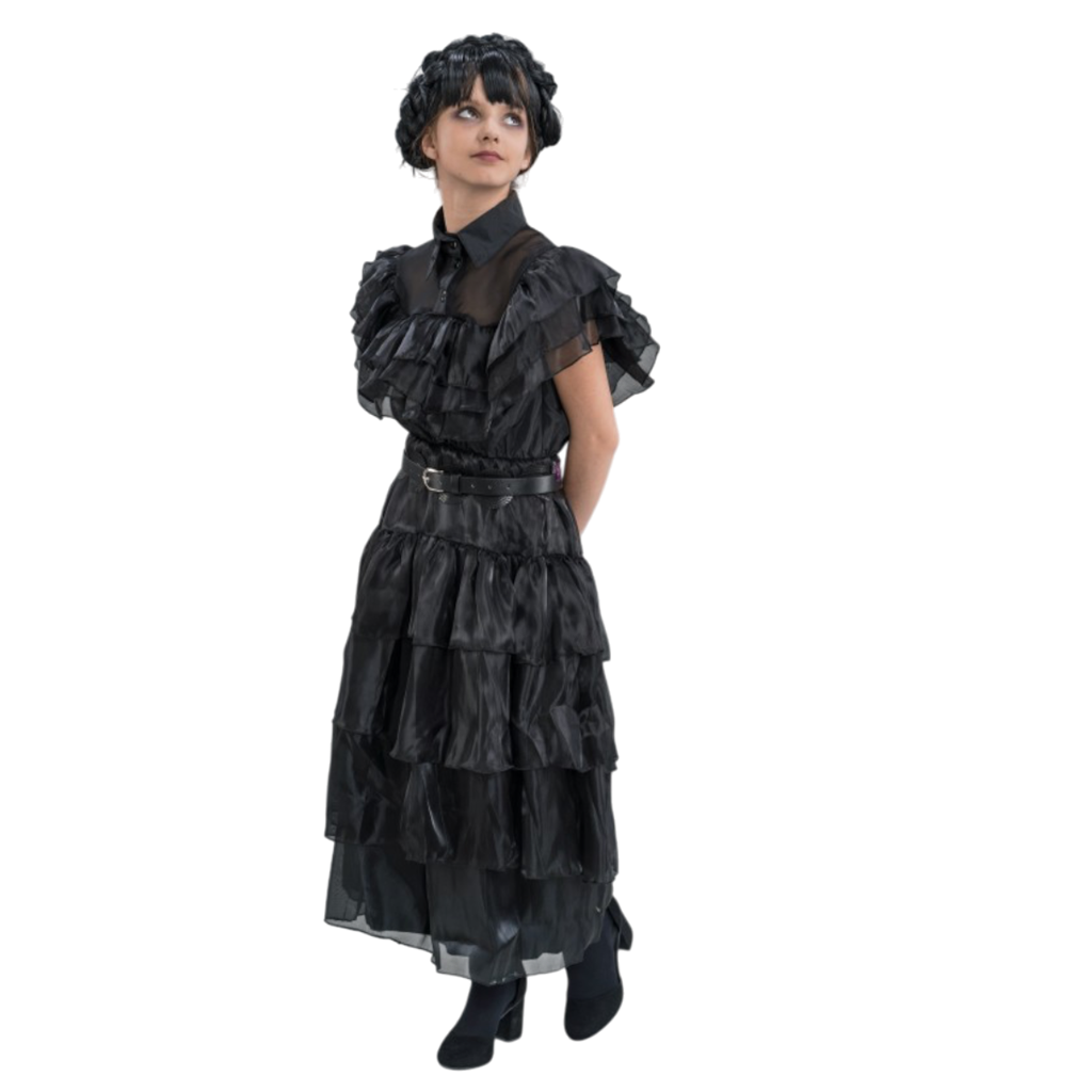 Zwarte baljurk Wednesday Addams 152 cm – Kinderkostuum