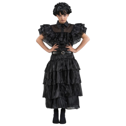Zwarte baljurk Wednesday Addams 152 cm – Kinderkostuum