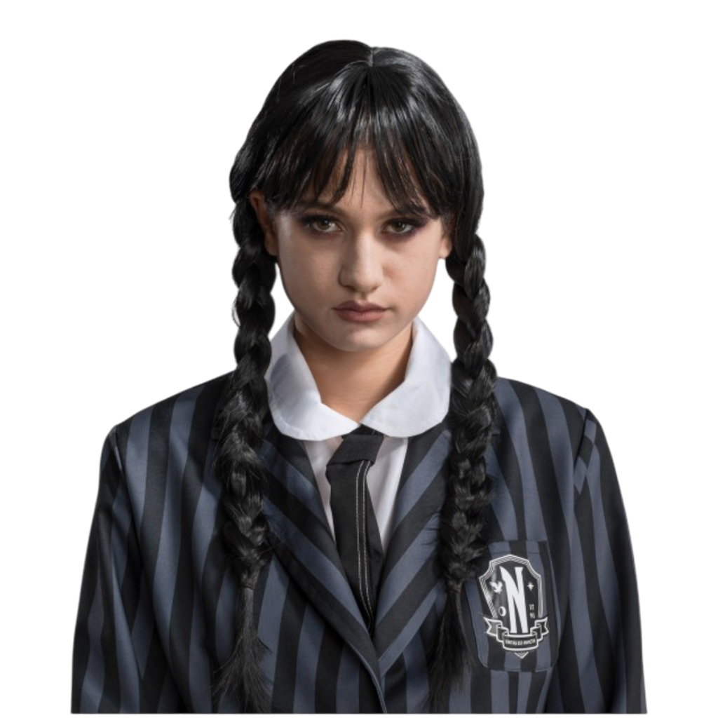 Mercredi Addams-pruik voor volwassenen – Halloween-kostuum