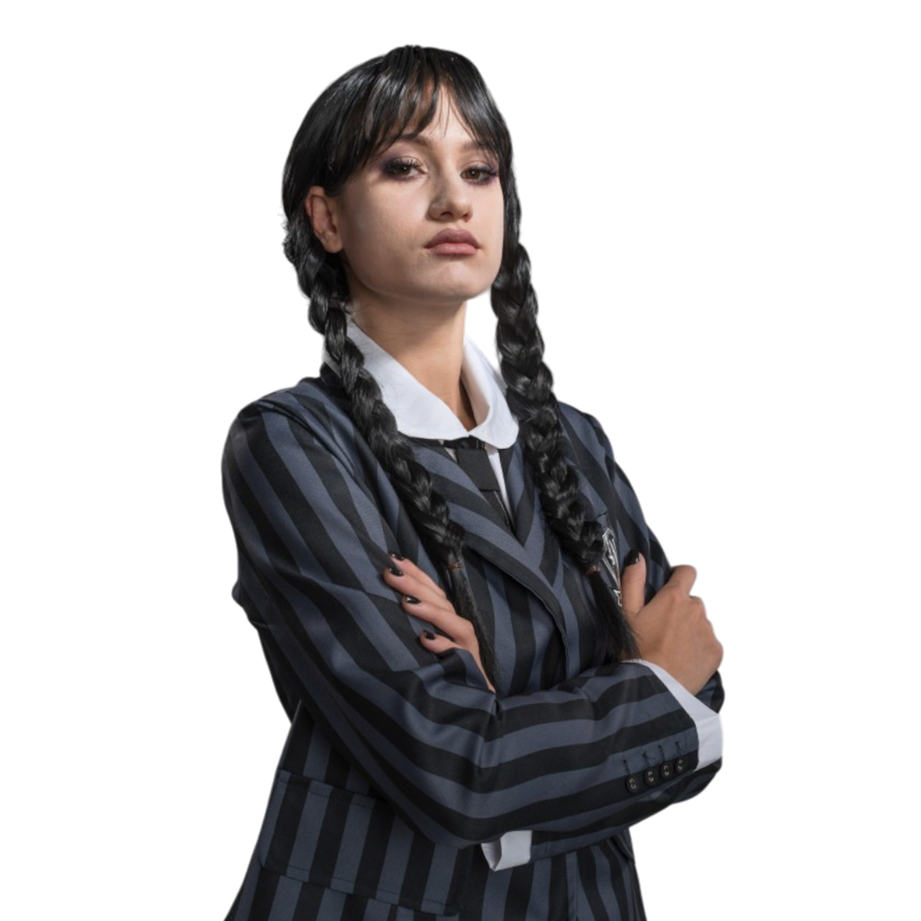Mercredi Addams-pruik voor volwassenen – Halloween-kostuum