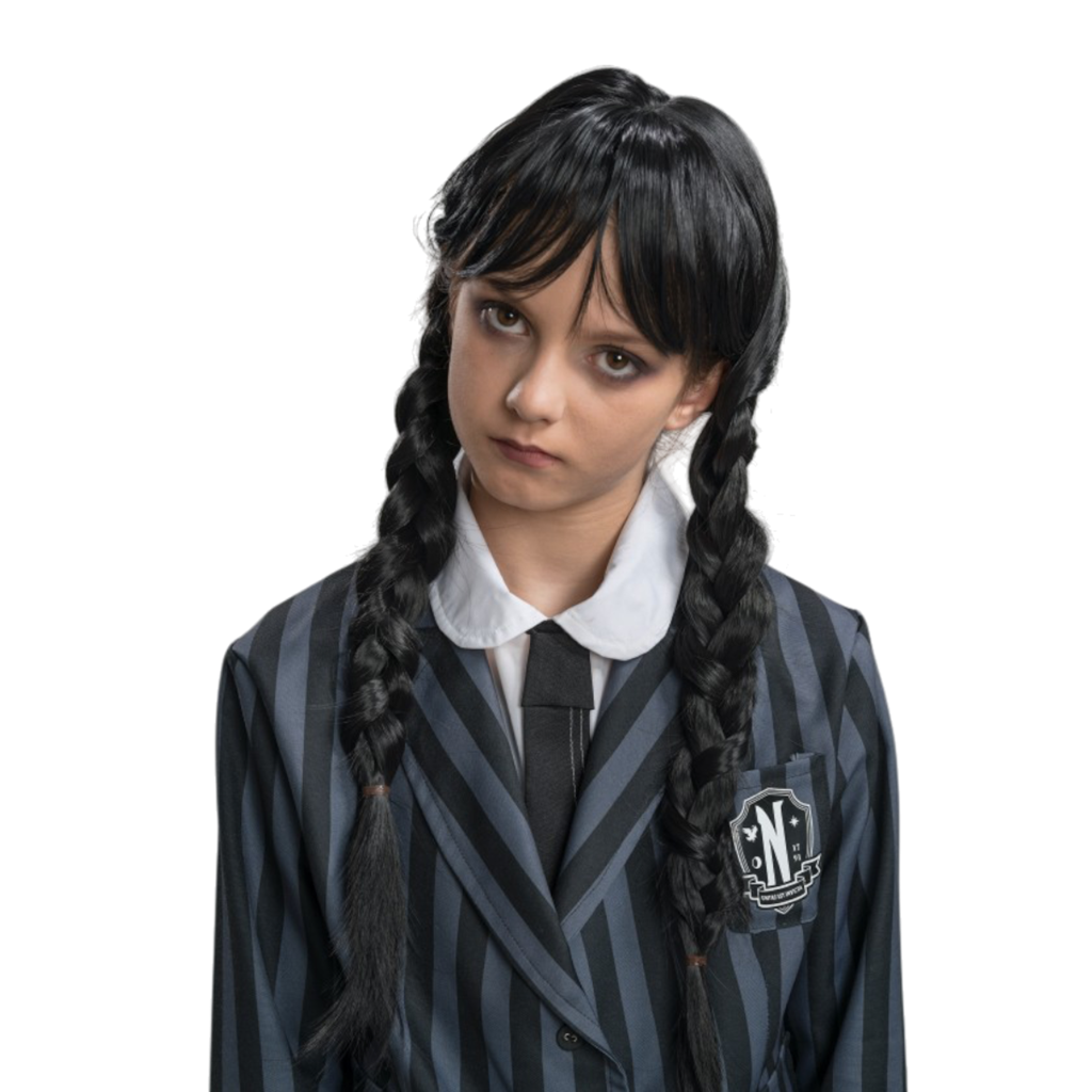 Mercredi Addams-pruik voor kinderen – Halloween-kostuum
