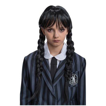 Mercredi Addams-pruik voor kinderen – Halloween-kostuum