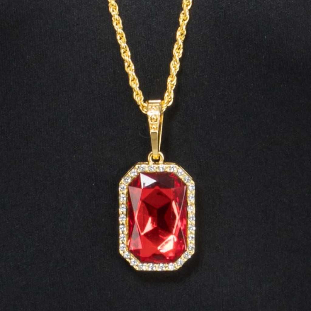 Vampierketting met robijnhanger – ketting 72 cm