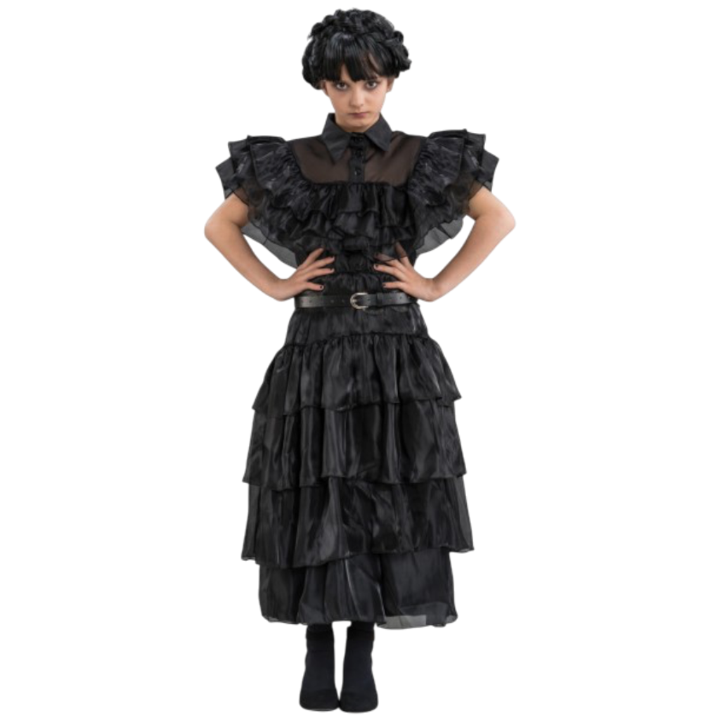 Zwarte baljurk Wednesday Addams 128 cm – Kinderkostuum