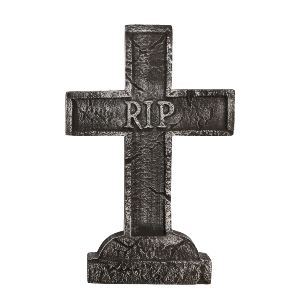 Grafsteen met kruis RIP 58 cm – Halloween-decoratie