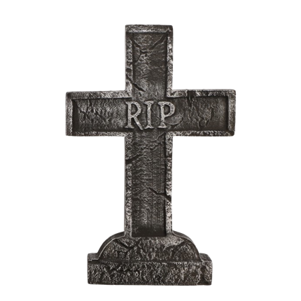 Grafsteen met kruis RIP 58 cm – Halloween-decoratie