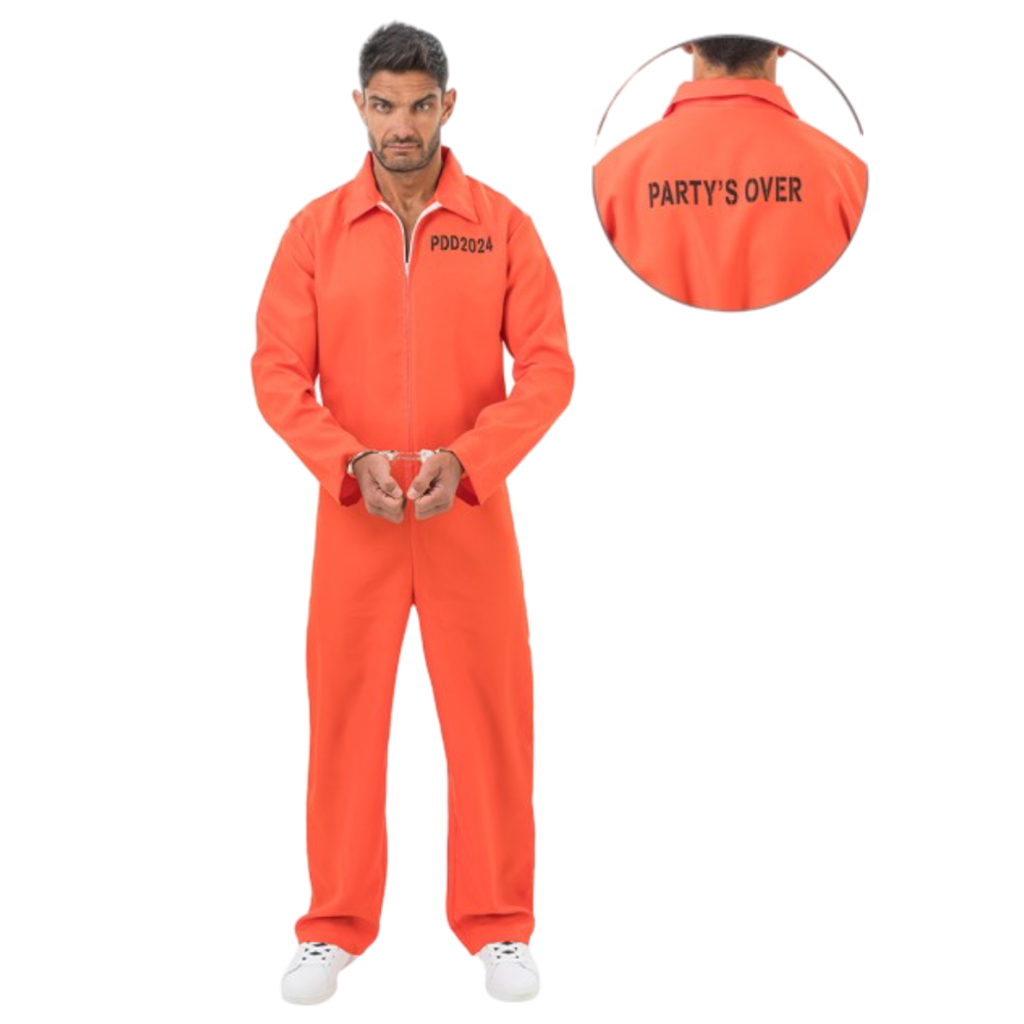 Oranje gevangenenkostuum 180 cm – Halloween-overall