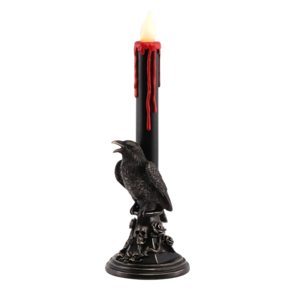 LED-kandelaar ‘Zwarte Raaf’ 45,5 cm – Halloween-decoratie