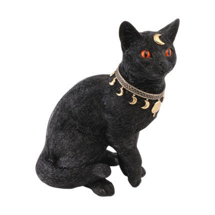 Mystieke zwarte kat 28 cm – Halloween-decoratie