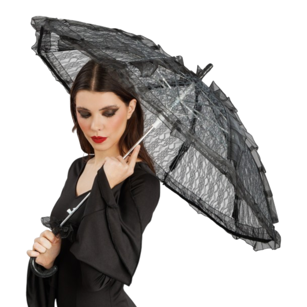 Zwarte kanten parasol Ø 90 cm – Kostuumaccessoire