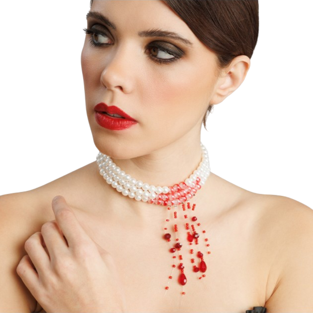 Ketting met bloederige parels – Halloween-sieraad